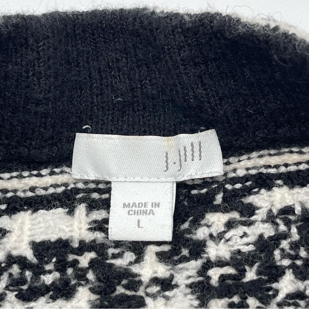 J. Jill Ultra Soft & Cozy Black/Cream Jacquard Pullover Sweater Sz Large - Picture 14 of 14